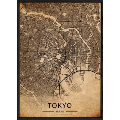Tableau TOKYO avec cadre noir OLD - Format A4 OLD-TOKYO