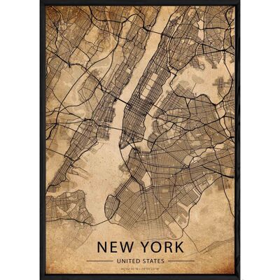 Tablero NEW YORK con marco negro OLD - tamaño A4 OLD-NEWYORK