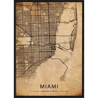 MIAMI painting with black frame OLD - A4 size OLD-MIAMI