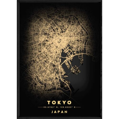 Tableau TOKYO avec cadre noir BLACK - Format A4 BLACK-TOKYO