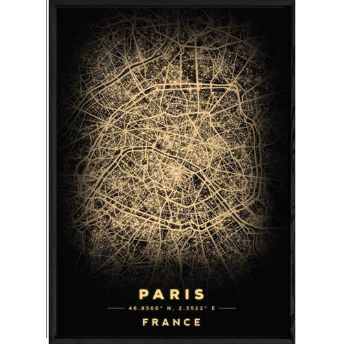 Tableau PARIS avec cadre noir BLACK - Format A4 BLACK-PARIS