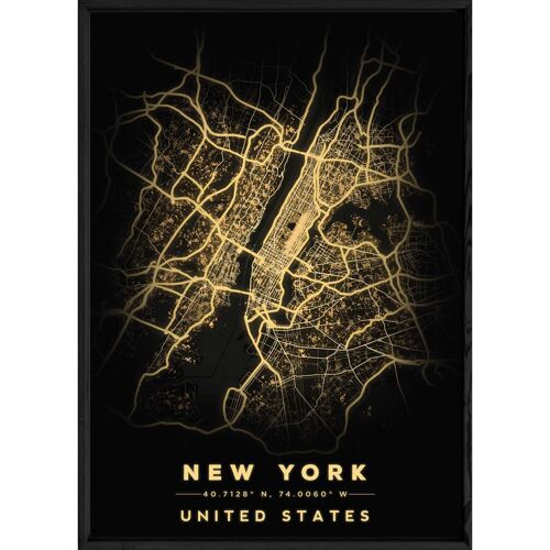 Tableau NEW YORK avec cadre noir BLACK - Format A4 BLACK-NEWYORK