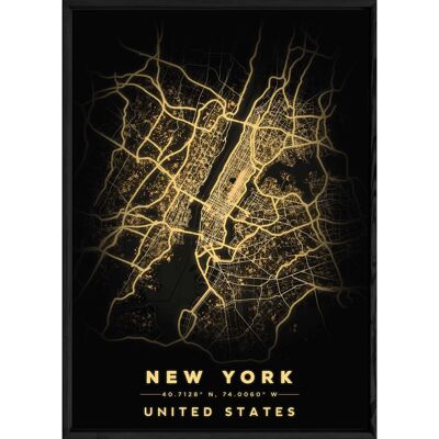 Tafel NEW YORK mit SCHWARZEM Rahmen - Größe A4 SCHWARZ-NEWYORK