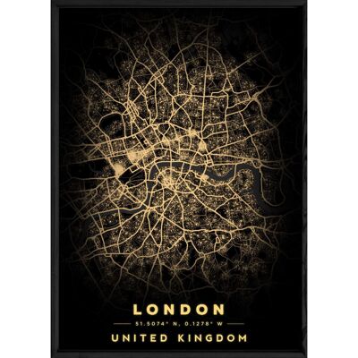 Tafel LONDON mit schwarzem Rahmen SCHWARZ - Größe A4 SCHWARZ-LONDON