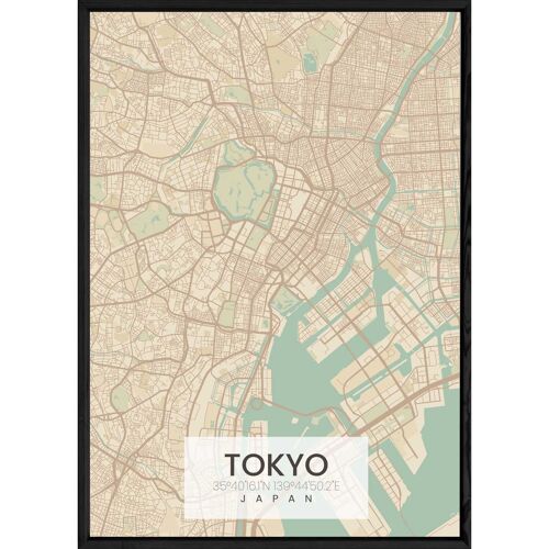 Tableau TOKYO avec cadre noir ALL NATUREL - Format A4 ALL-NATUREL-TOKYO