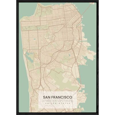 SAN FRANSISCO Tafel mit ALL NATURAL schwarzem Rahmen – Größe A4 ALL-NATUREL-SANFRANSISCO