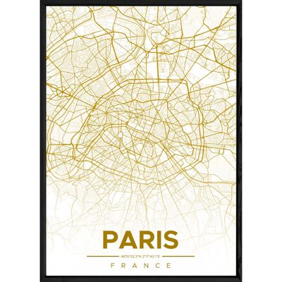 PARIS-Tafel mit schwarzem Rahmen GANZ GELB - Größe A4 GANZ GELB-PARIS