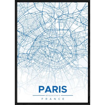 PARIS-Gemälde mit schwarzem Rahmen ALL BLEU - Größe A4 ALL-BLEU-PARIS