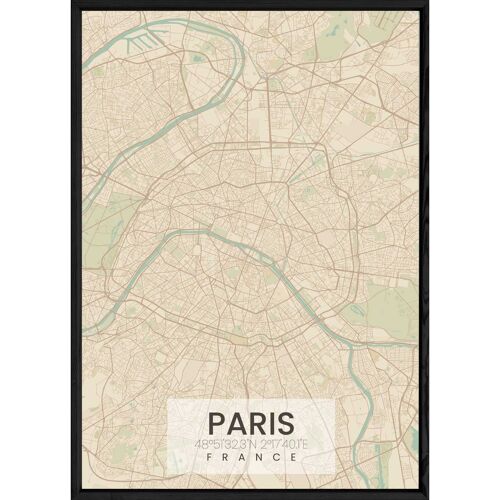 Tableau PARIS avec cadre noir ALL NATUREL - Format A4 ALL-NATUREL-PARIS
