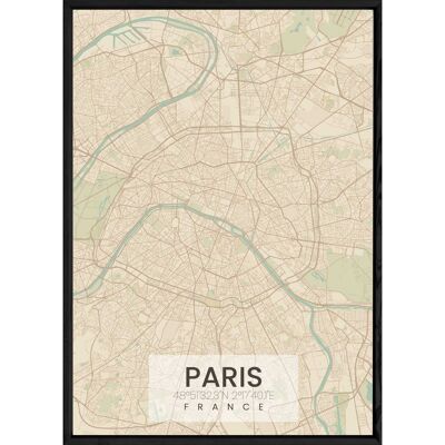 Tableau PARIS avec cadre noir ALL NATUREL - Format A4 ALL-NATUREL-PARIS