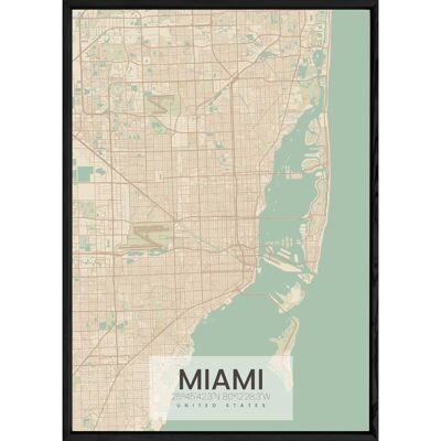 MIAMI painting with ALL NATURAL black frame - A4 size ALL-NATURAL-MIAMI