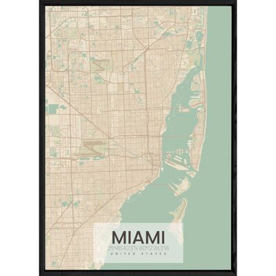 MIAMI-Gemälde mit ALL NATURAL schwarzem Rahmen - A4-Größe ALL-NATURAL-MIAMI