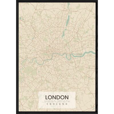 LONDON chalkboard with black frame ALL NATURAL - A4 size ALL-NATURAL-LONDON