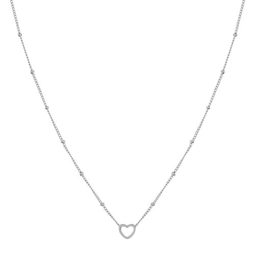 Necklace share open heart - adult - silver