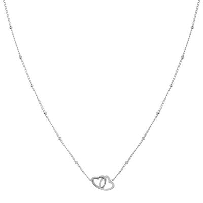 Necklace share two hearts - adult - silver