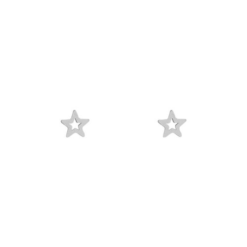 Stud earrings open star - silver