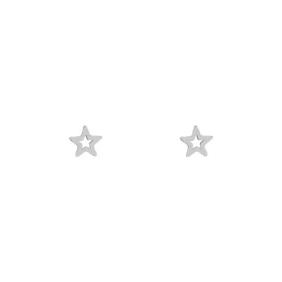 Stud earrings open star - silver