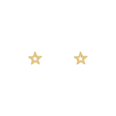 Stud earrings open star - gold