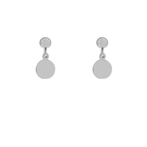Stud earrings charm coin - silver