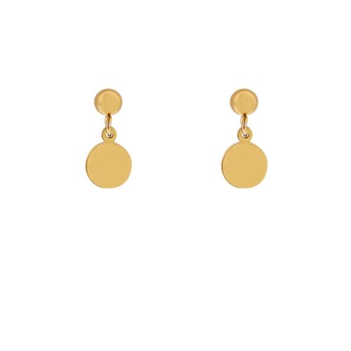 Stud earrings charm coin - gold