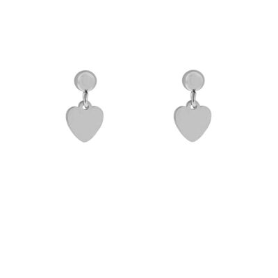 Stud earrings charm heart - silver