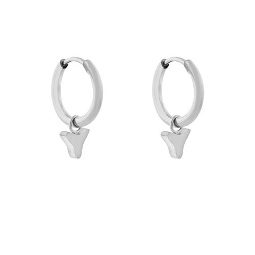 Earrings minimalistic animal tooth - silver