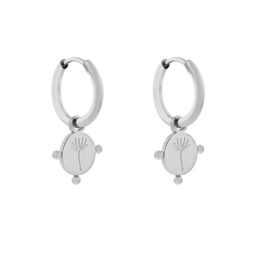 Earrings minimalistic dandelion - silver