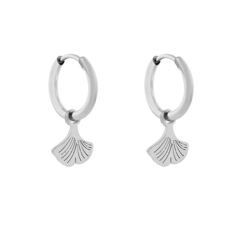 Earrings minimalistic ginkgo leaf - silver