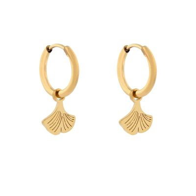 Earrings minimalistic ginkgo leaf - gold