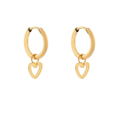 Earrings minimalistic open heart - gold
