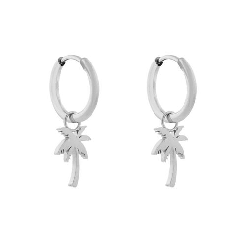 Earrings minimalistic palm tree - silver