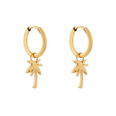 Earrings minimalistic palm tree - gold