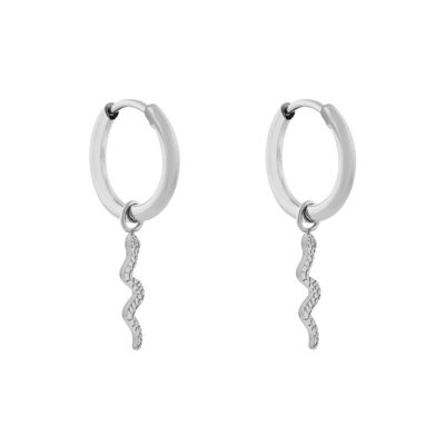 Earrings minimalistic snake - silver