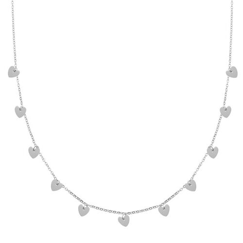 Necklace a lot of hearts - adult - silver