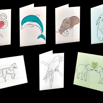 Cartes de voeux d'animaux minimalistes
