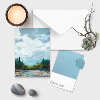 Peinture de lac de forêt | Carte de voeux d'artiste | Cartes de correspondance 4