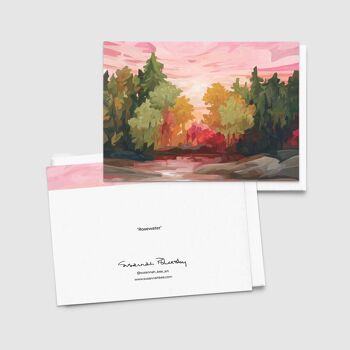 Carte de vœux artistique | Peinture de forêt d’automne | Carte eau de rose 3
