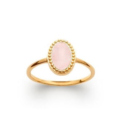 Anello "Alexandra" Quarzo Rosa - Placcato Oro 750