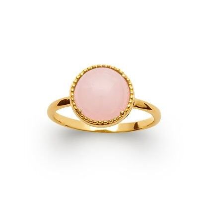 Anello "Costantino" Quarzo Rosa - Placcato Oro 750