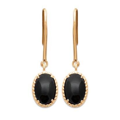 Orecchini "Alexandra" in Agata Nera - Placcati in Oro 750