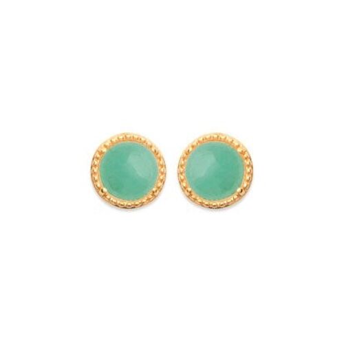 Boucles d'Oreilles Aventurine "Constantine" - Plaqué Or 750