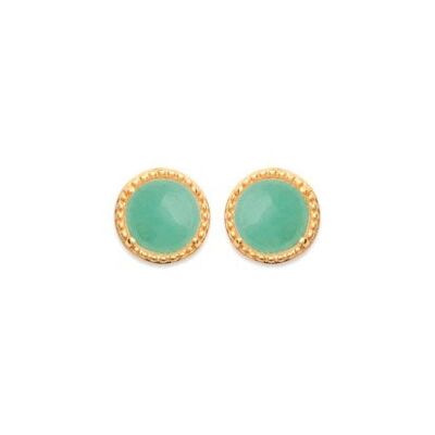 Boucles d'Oreilles Aventurine "Constantine" - Plaqué Or 750