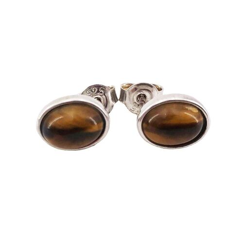 Boucles d'Oreilles Oeil de tigre "Camille" - Argent 925