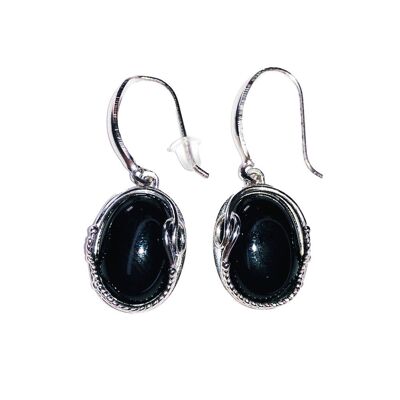 Aretes de Ónix Negro "Capuchina" - Plata 925