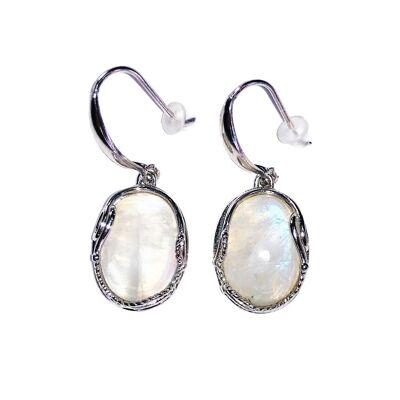 Boucles d'Oreilles Pierre de lune "Capucine" - Argent 925