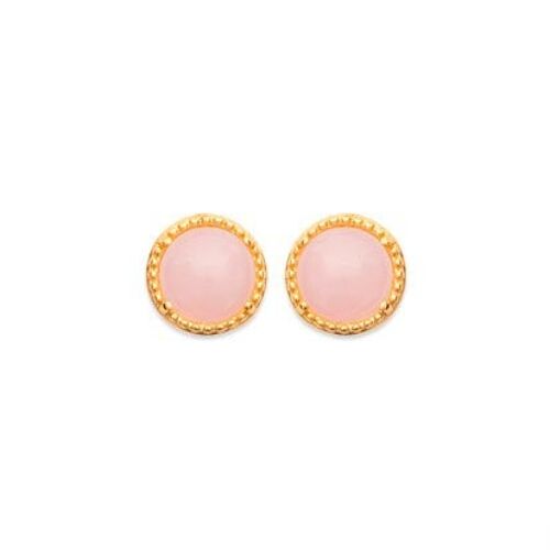 Boucles d'Oreilles Quartz rose "Constantine" - Plaqué Or 750