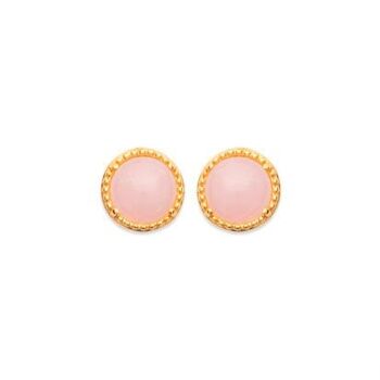 Boucles d'Oreilles Quartz rose "Constantine" - Plaqué Or 750 1