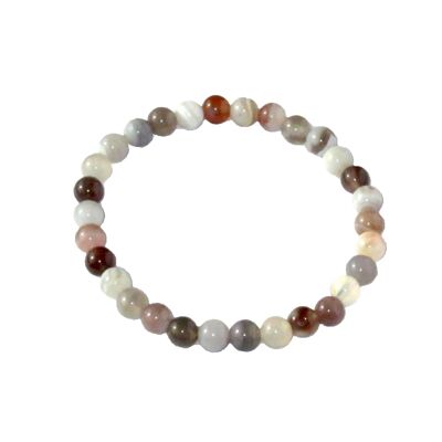 Bracelet Agate botswana - Pierres boules 6mm - 18 cm- Fermoir or