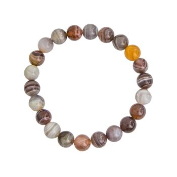 Bracelet Agate botswana - Pierres boules 8mm - 18 cm- Fermoir or 1