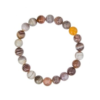 Bracelet Agate botswana - Pierres boules 8mm - 18 cm- Fermoir or 2